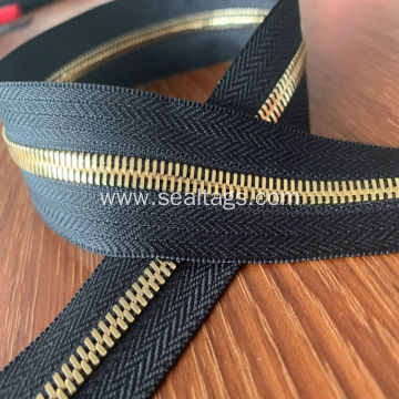 Large Brass Rhinestones Metal Lace Embroidery Zipper